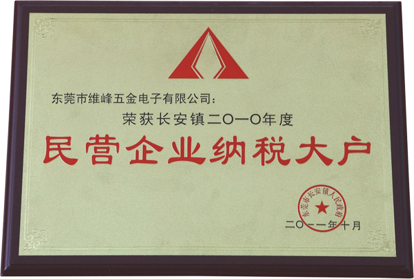 長(cháng)安鎮2010年度民營(yíng)企業(yè)納稅大戶(hù)
