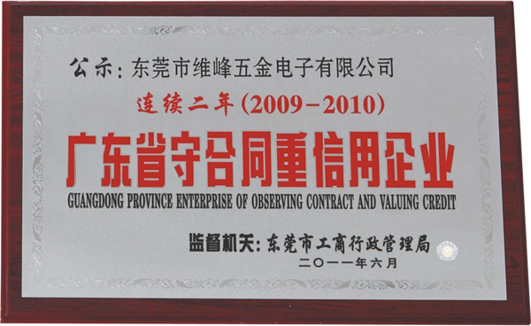 2009-2010年度廣東省守合同重信用企業(yè)